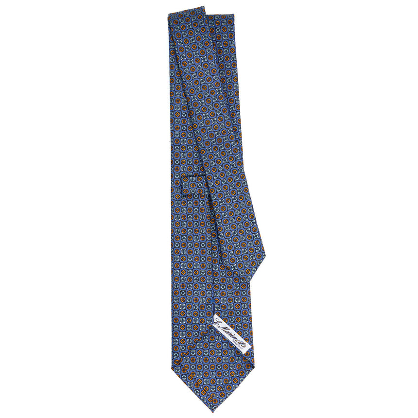 CRAVATTA SARTORIALE IN SETA STAMPATA AZZURRO POLVERE