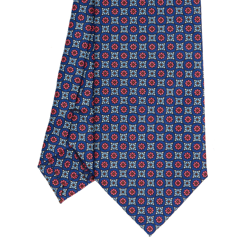 CRAVATTA SARTORIALE IN SETA STAMPATA BLU