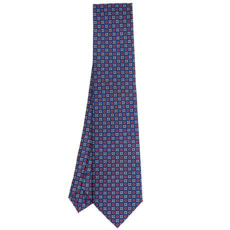 CRAVATTA SARTORIALE IN SETA STAMPATA BLU