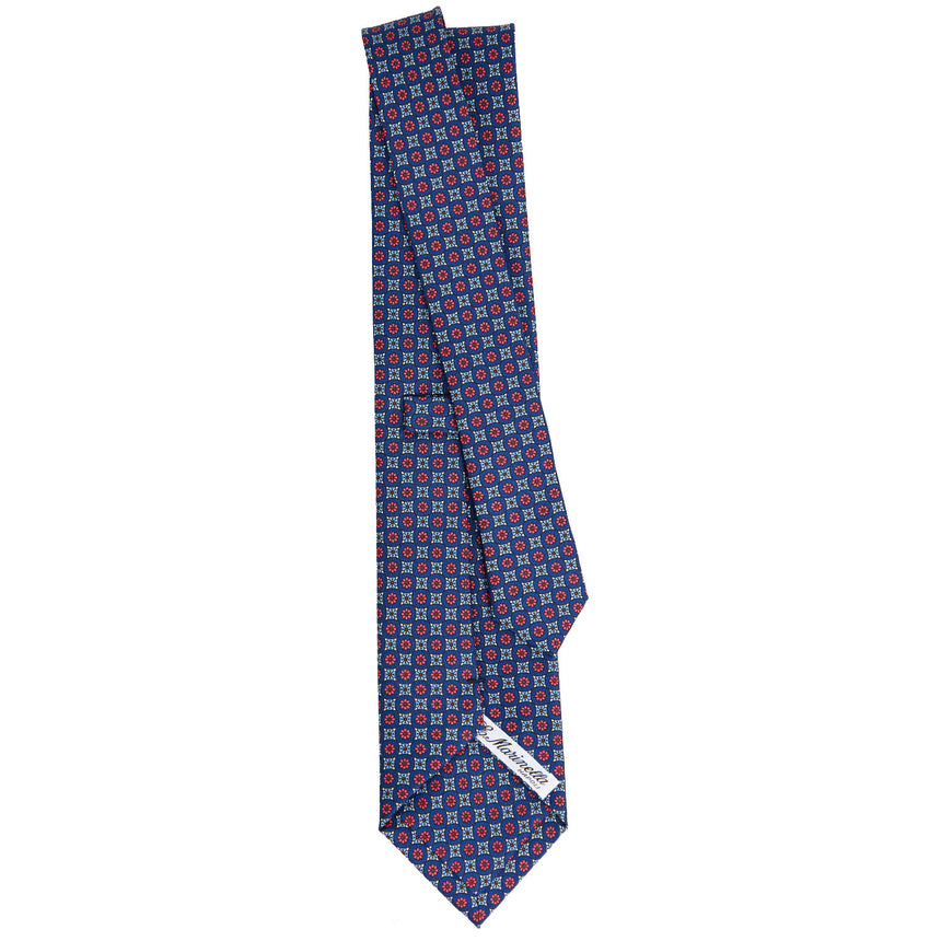 CRAVATTA SARTORIALE IN SETA STAMPATA BLU