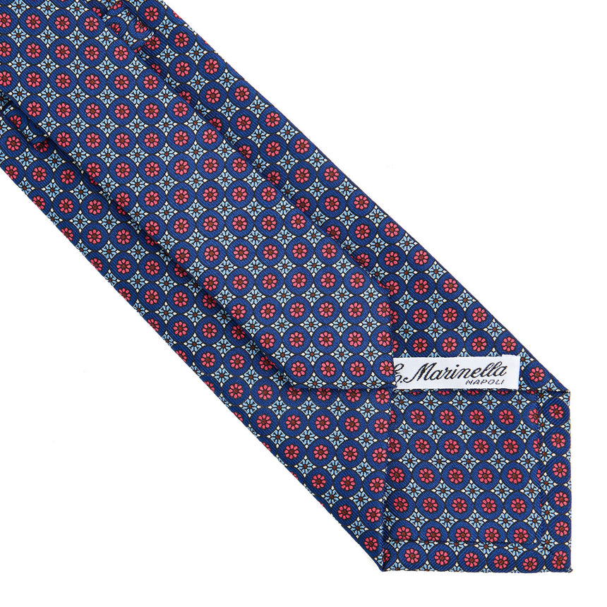 CRAVATTA SARTORIALE IN SETA STAMPATA BLU