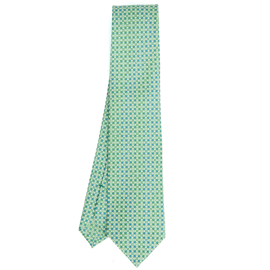 CRAVATTA SARTORIALE IN SETA STAMPATA VERDE CHIARO