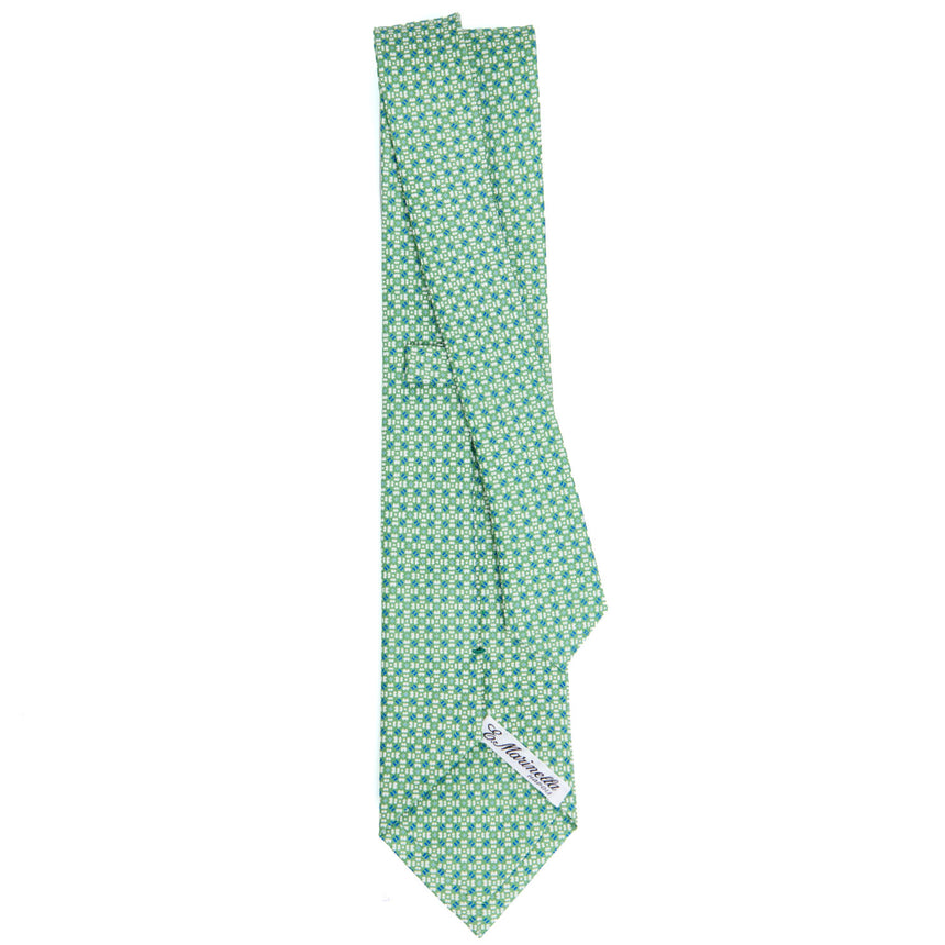 CRAVATTA SARTORIALE IN SETA STAMPATA VERDE CHIARO