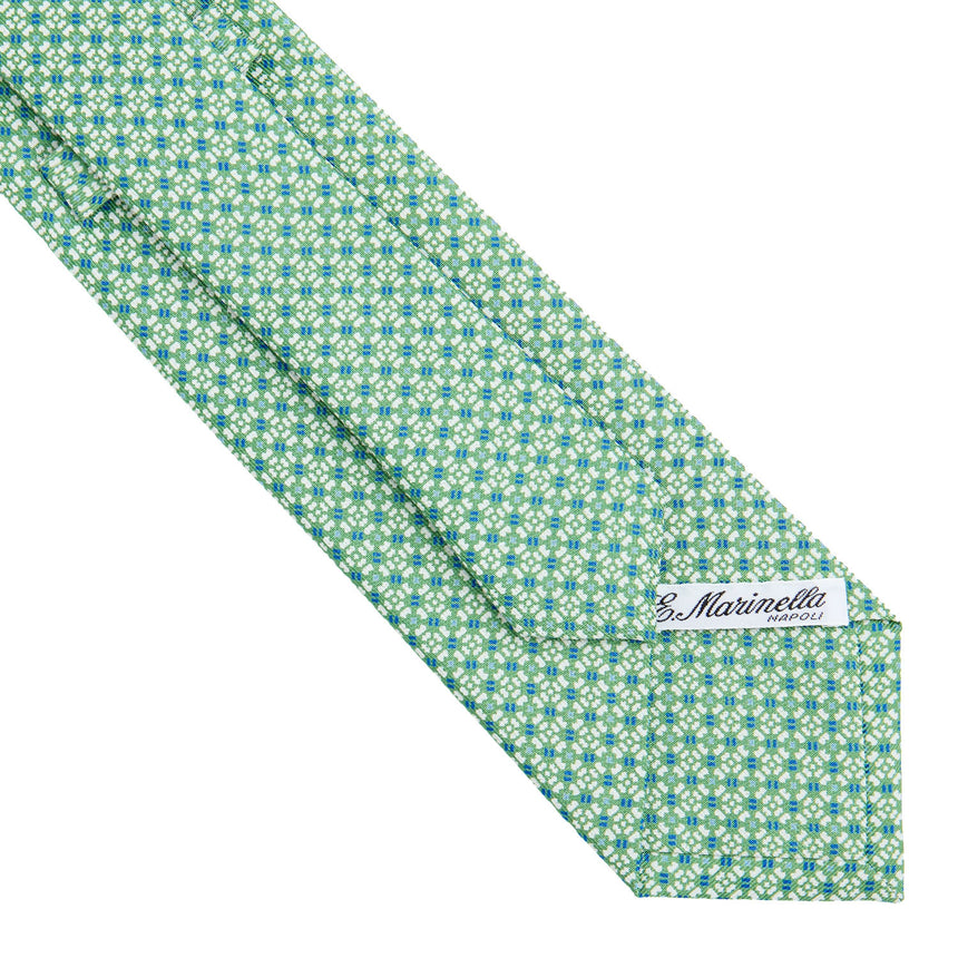 CRAVATTA SARTORIALE IN SETA STAMPATA VERDE CHIARO