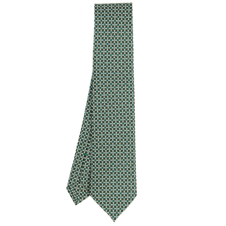 CRAVATTA SARTORIALE IN SETA STAMPATA VERDE SCURO