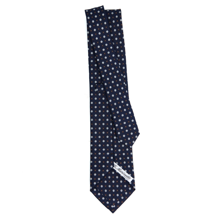 CRAVATTA SARTORIALE IN SETA STAMPATA BLU SCURO