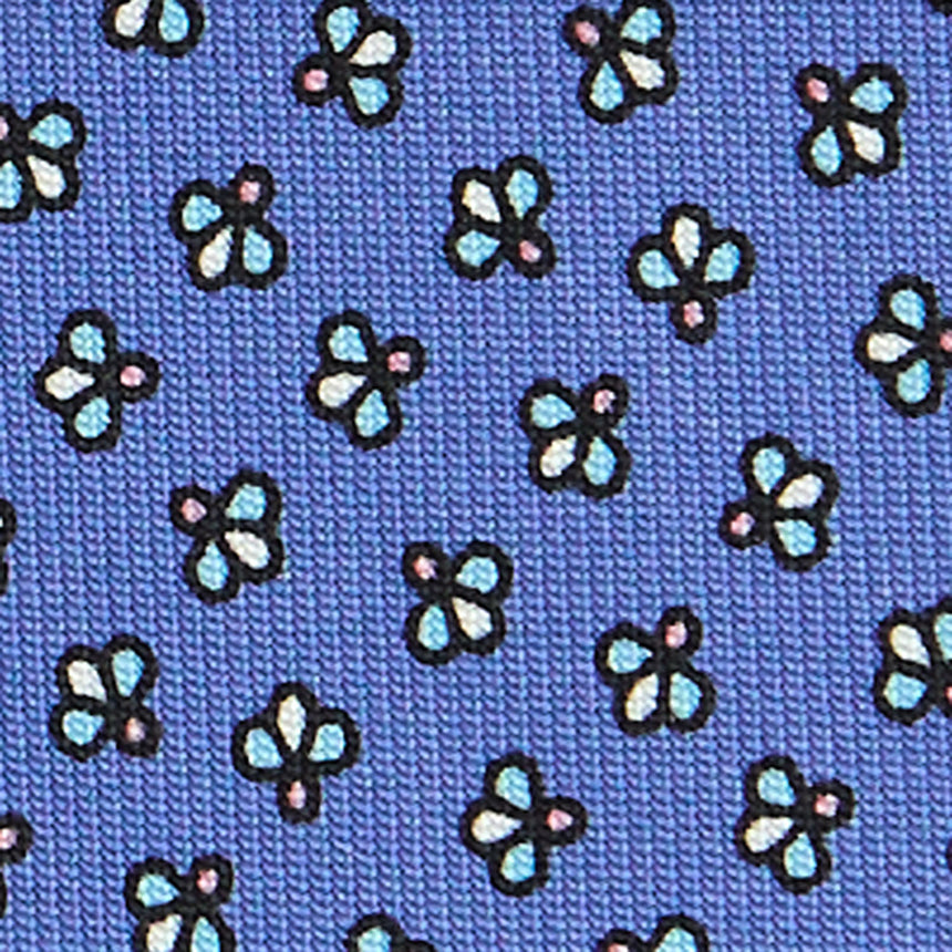 CRAVATTA SARTORIALE IN SETA STAMPATA AZZURRO POLVERE