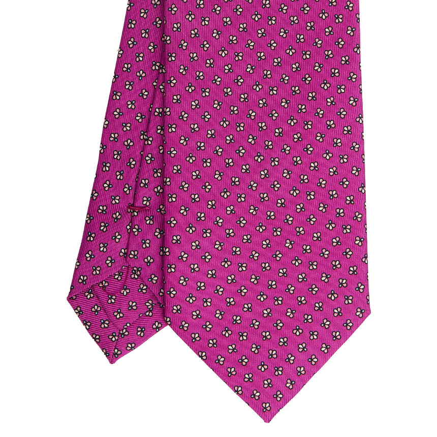 CRAVATTA SARTORIALE IN SETA STAMPATA FUCSIA