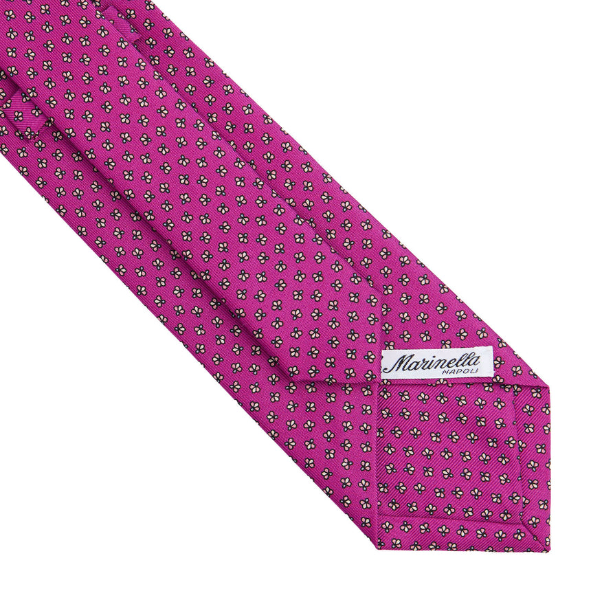 CRAVATTA SARTORIALE IN SETA STAMPATA FUCSIA