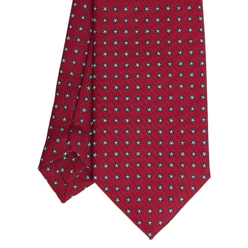 CRAVATTA SARTORIALE IN SETA STAMPATA BORDEAUX