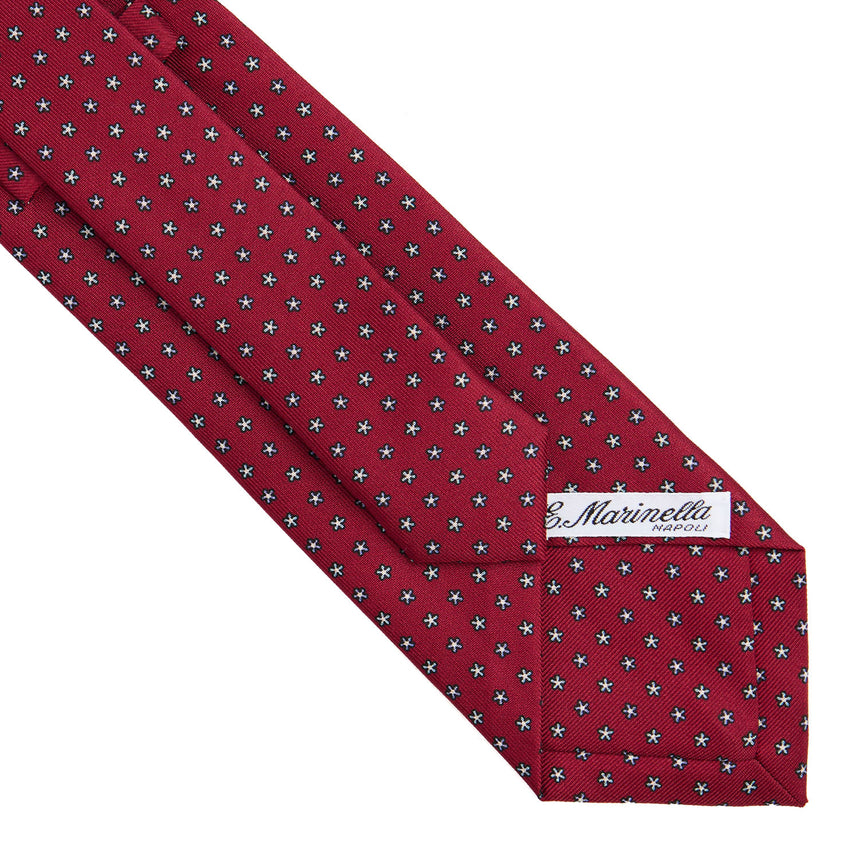 CRAVATTA SARTORIALE IN SETA STAMPATA BORDEAUX