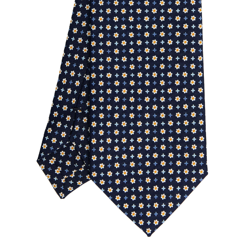 DARK BLUE SARTORIAL PRINTED SILK TIE