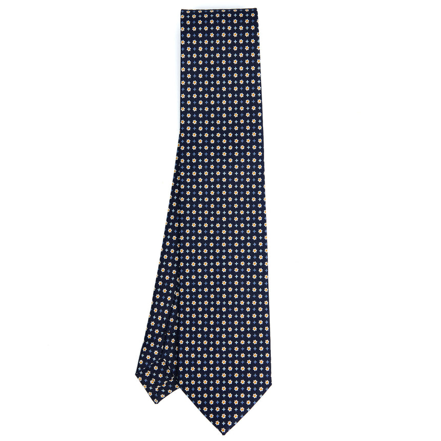 DARK BLUE SARTORIAL PRINTED SILK TIE