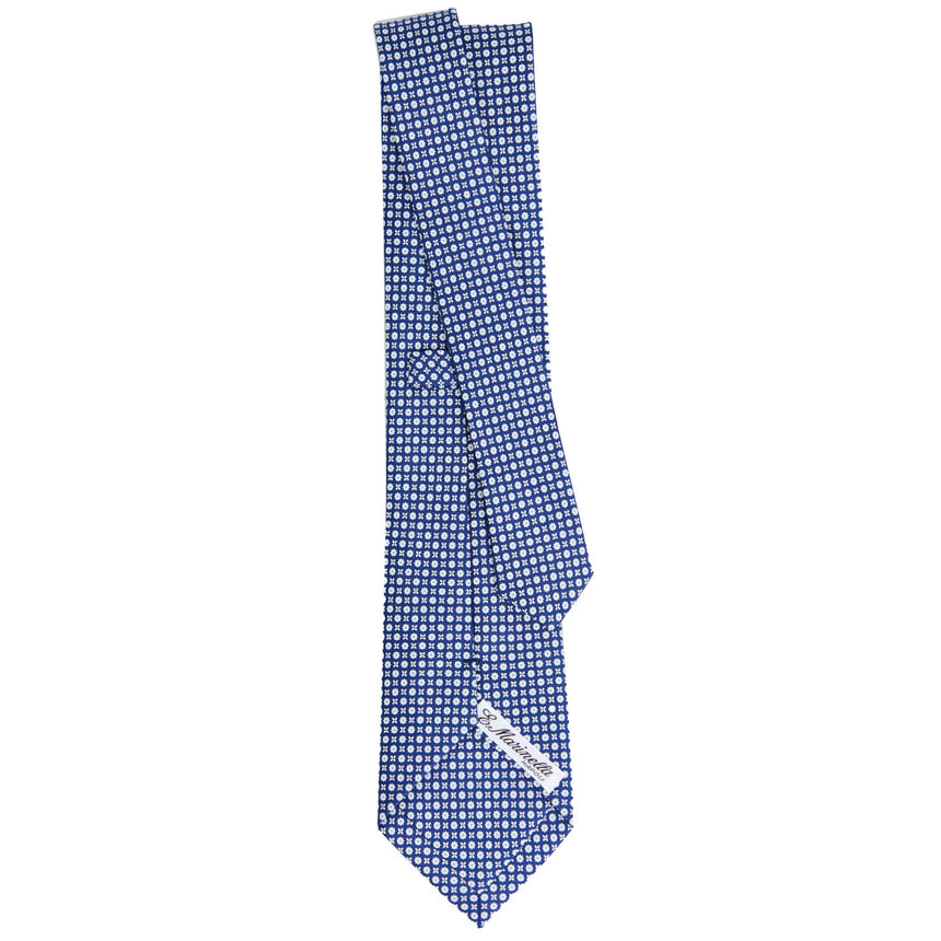 CRAVATTA SARTORIALE IN SETA STAMPATA BLU