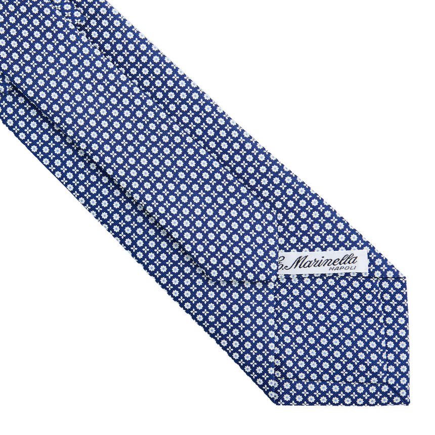 CRAVATTA SARTORIALE IN SETA STAMPATA BLU