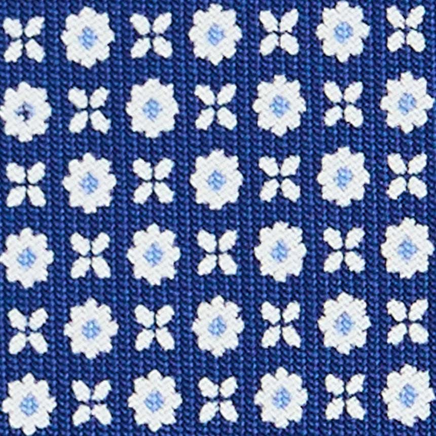 CRAVATTA SARTORIALE IN SETA STAMPATA BLU