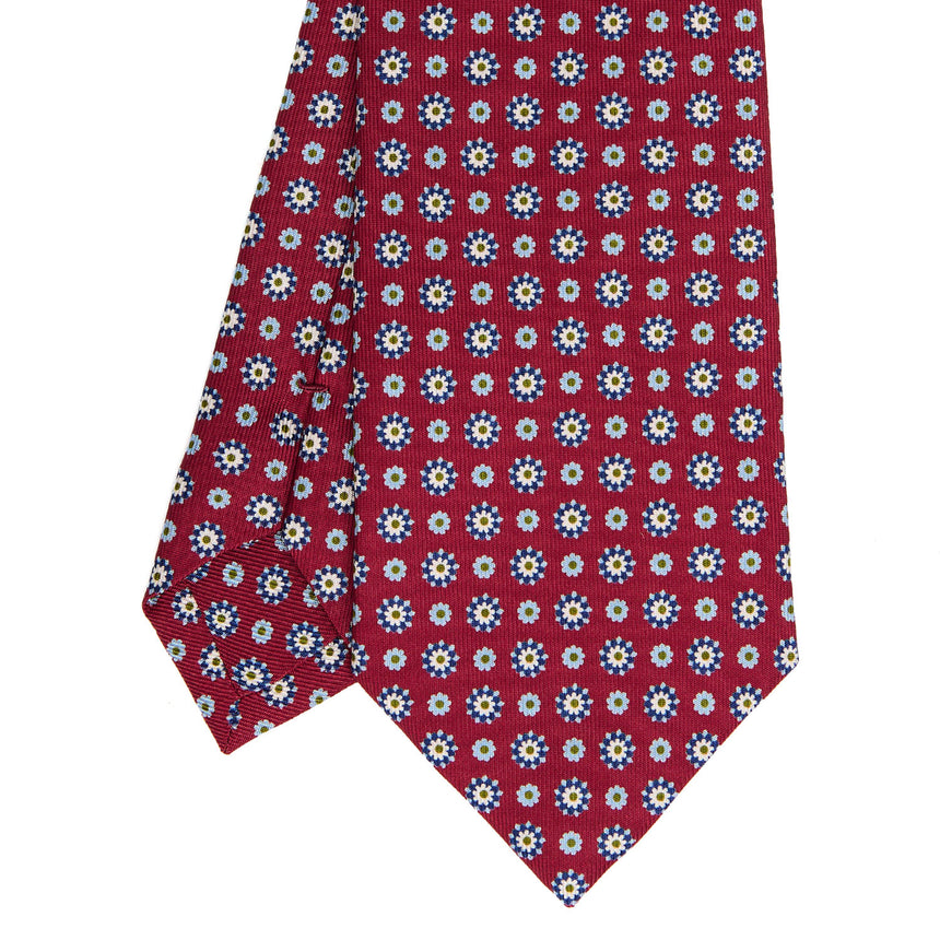 CRAVATTA SARTORIALE IN SETA STAMPATA BORDEAUX