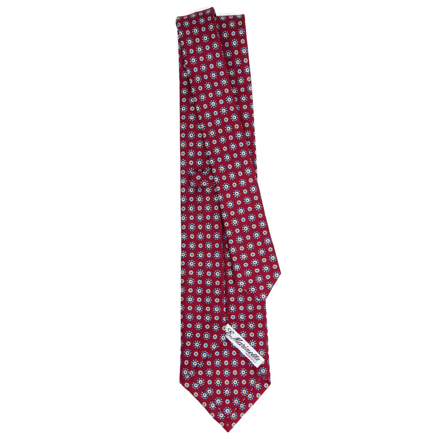 CRAVATTA SARTORIALE IN SETA STAMPATA BORDEAUX