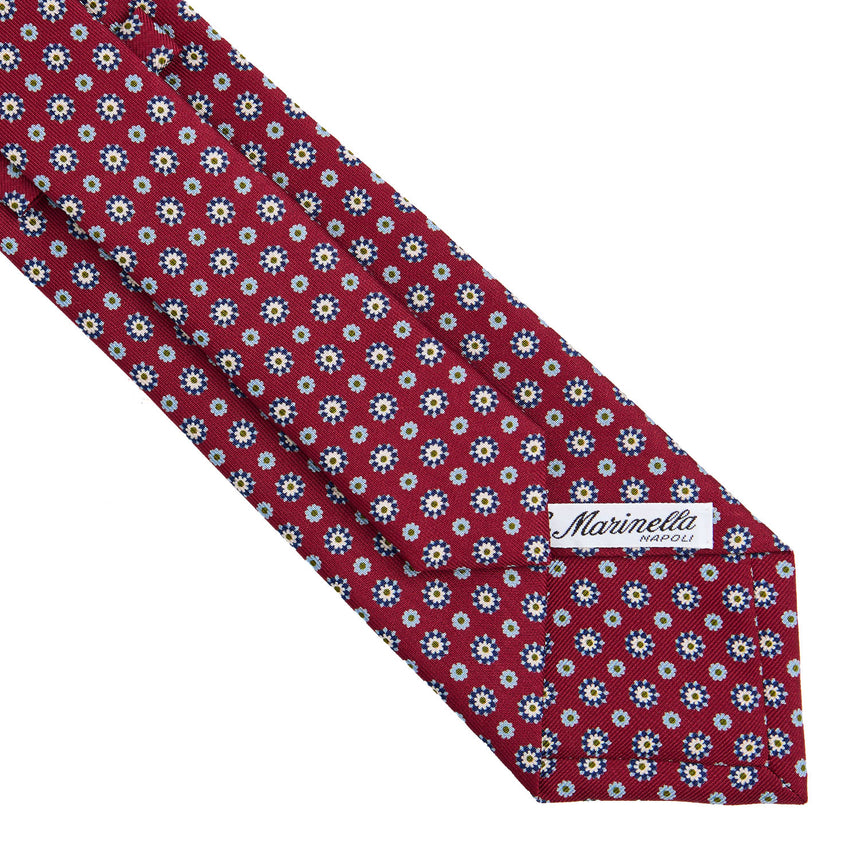 CRAVATTA SARTORIALE IN SETA STAMPATA BORDEAUX