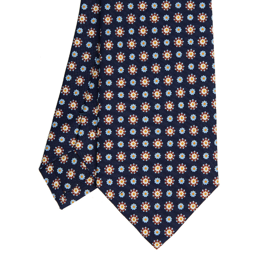 DARK BLUE SARTORIAL PRINTED SILK TIE