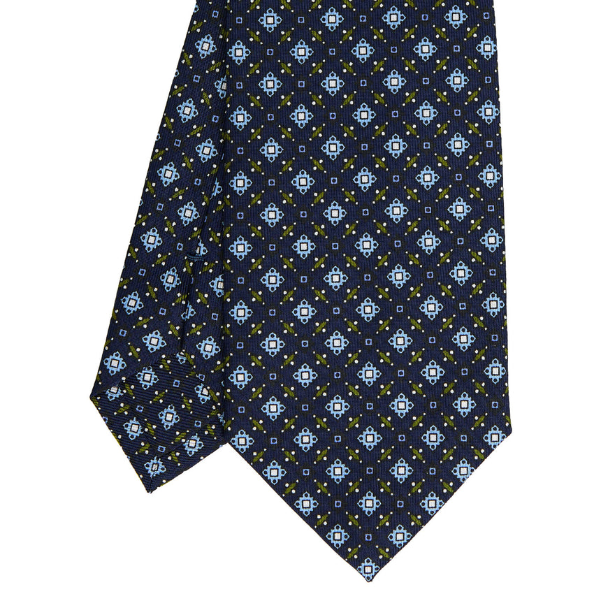 DARK BLUE SARTORIAL PRINTED SILK TIE