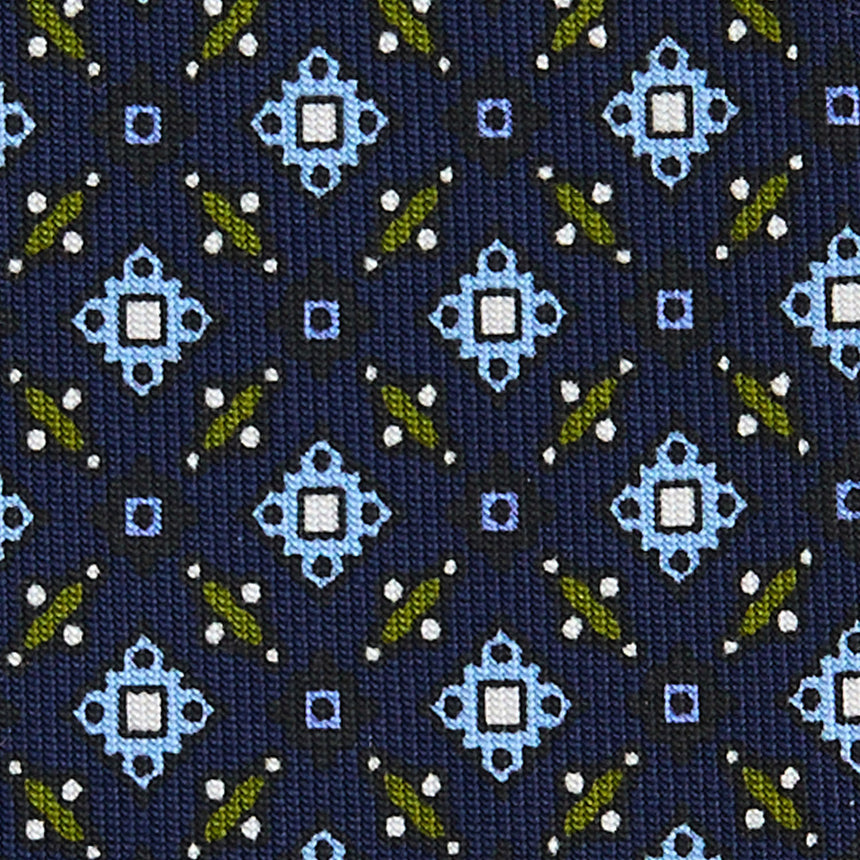 DARK BLUE SARTORIAL PRINTED SILK TIE