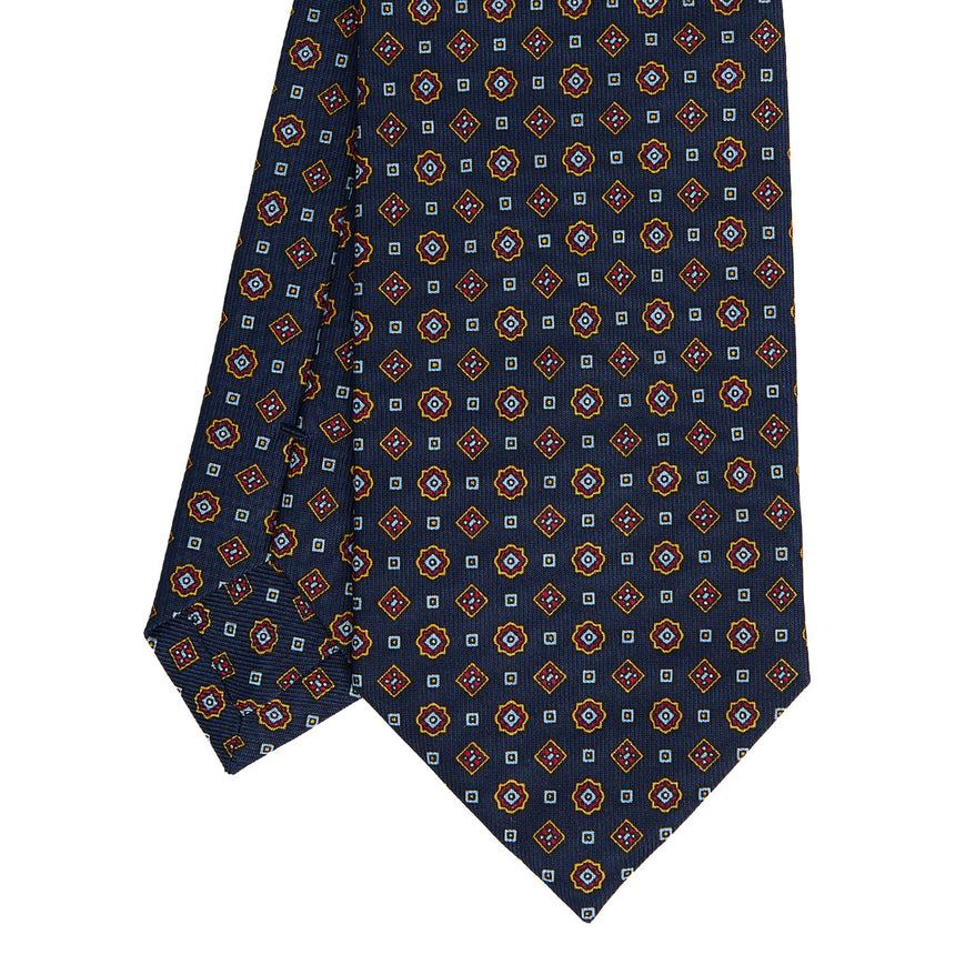 DARK BLUE SARTORIAL PRINTED SILK TIE