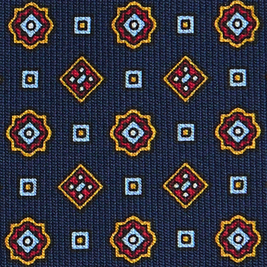 DARK BLUE SARTORIAL PRINTED SILK TIE