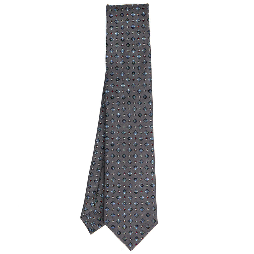 CRAVATTA SARTORIALE IN SETA STAMPATA GRIGIO SCURO