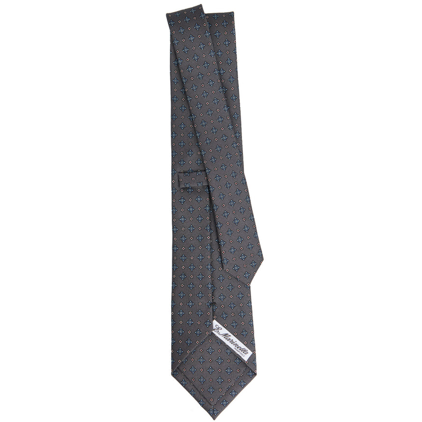 CRAVATTA SARTORIALE IN SETA STAMPATA GRIGIO SCURO