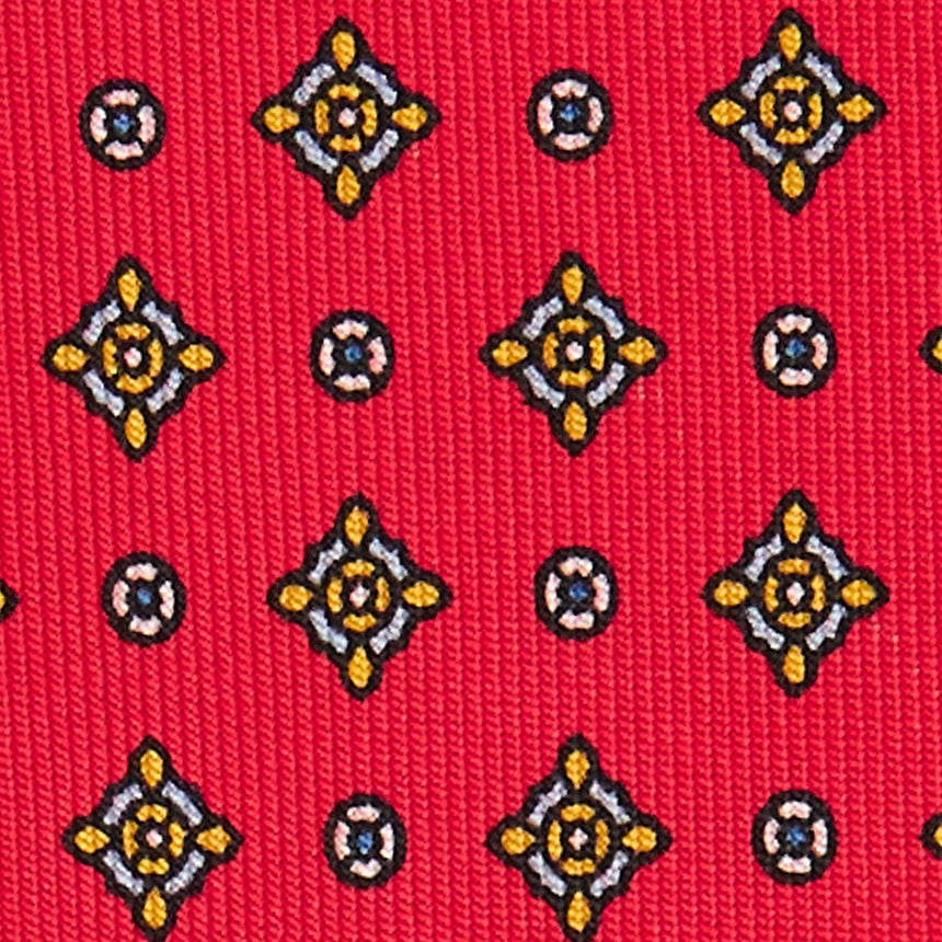 CRAVATTA SARTORIALE IN SETA STAMPATA ROSSA
