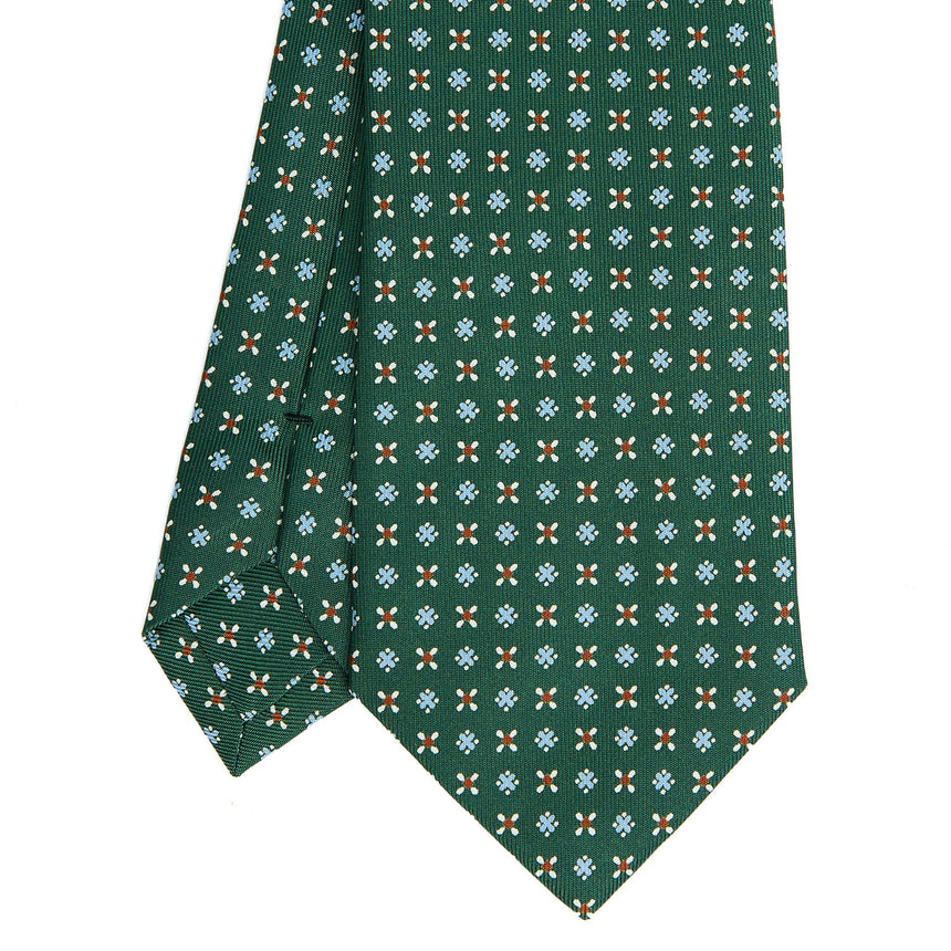 CRAVATTA SARTORIALE IN SETA STAMPATA VERDE SCURO