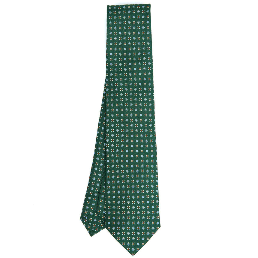 CRAVATTA SARTORIALE IN SETA STAMPATA VERDE SCURO