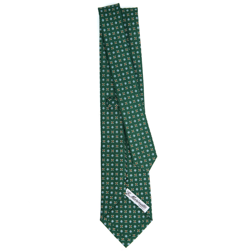 CRAVATTA SARTORIALE IN SETA STAMPATA VERDE SCURO