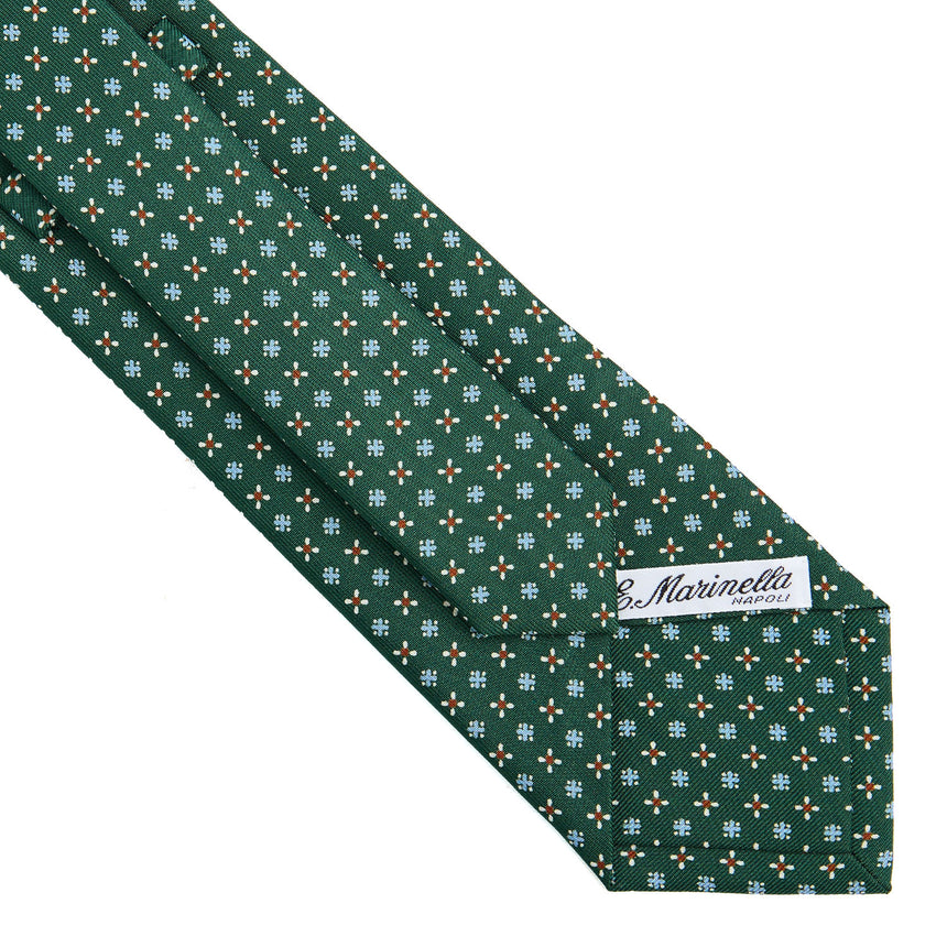 CRAVATTA SARTORIALE IN SETA STAMPATA VERDE SCURO
