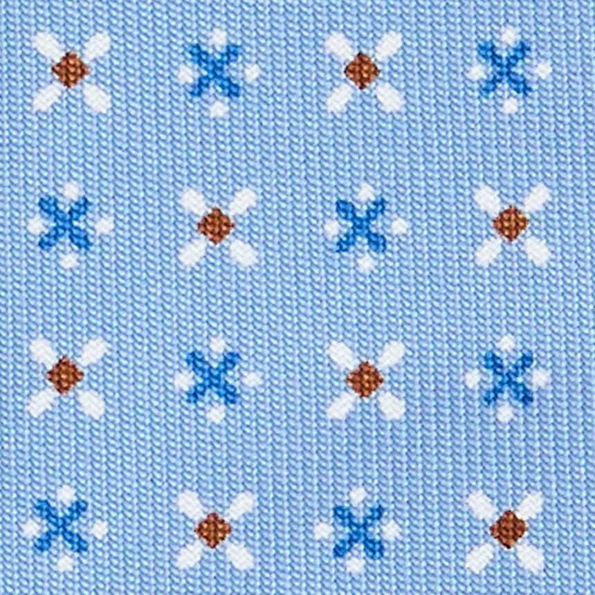 CRAVATTA SARTORIALE IN SETA STAMPATA AZZURRA