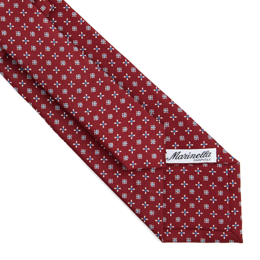 CRAVATTA SARTORIALE IN SETA STAMPATA BORDEAUX