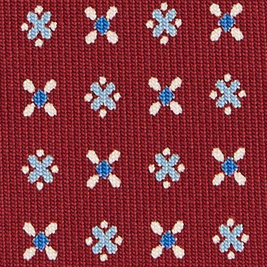 CRAVATTA SARTORIALE IN SETA STAMPATA BORDEAUX