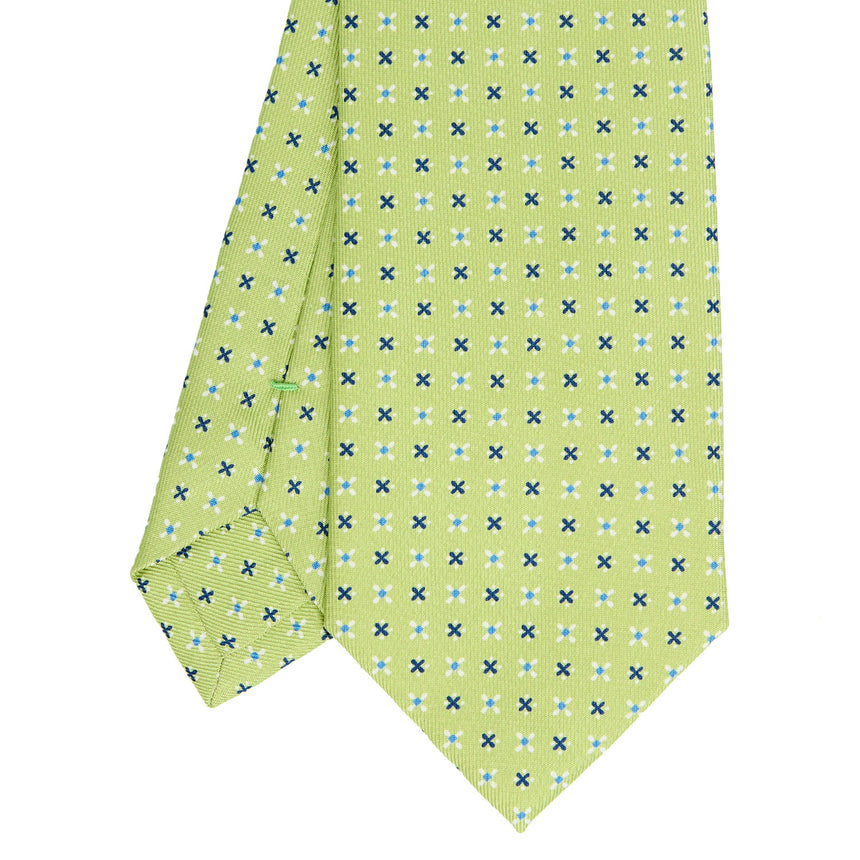 CRAVATTA SARTORIALE IN SETA STAMPATA VERDE CHIARO