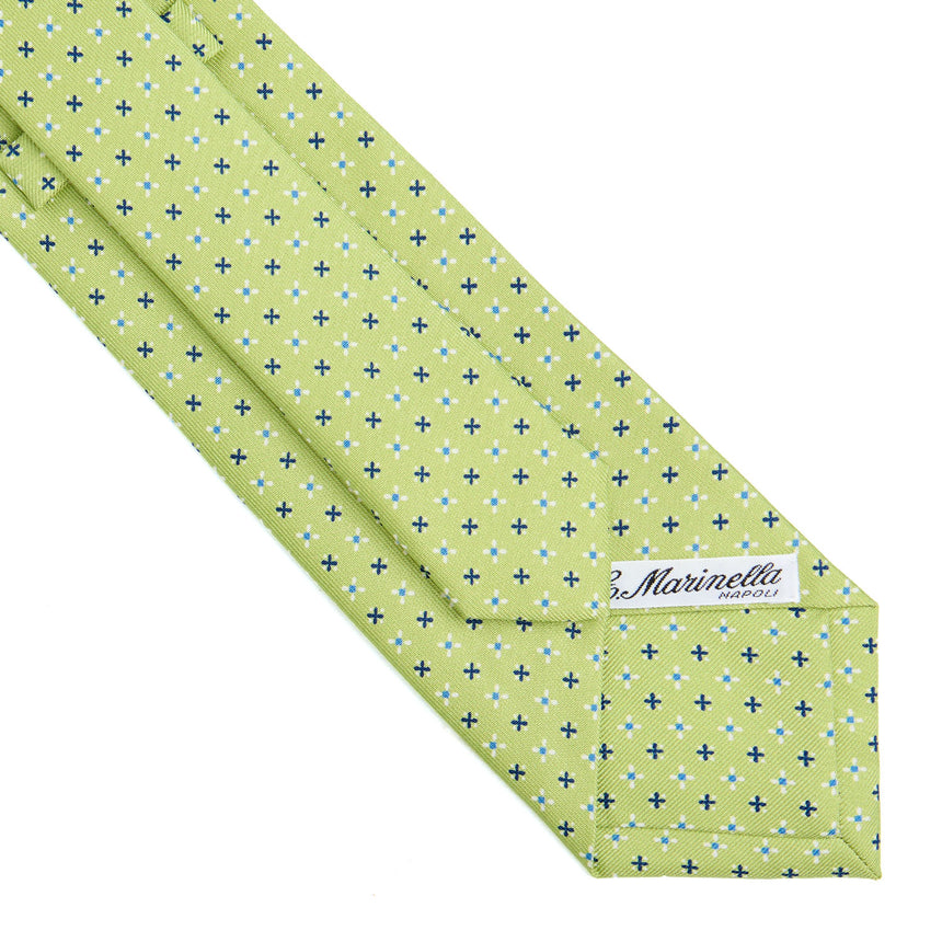 CRAVATTA SARTORIALE IN SETA STAMPATA VERDE CHIARO