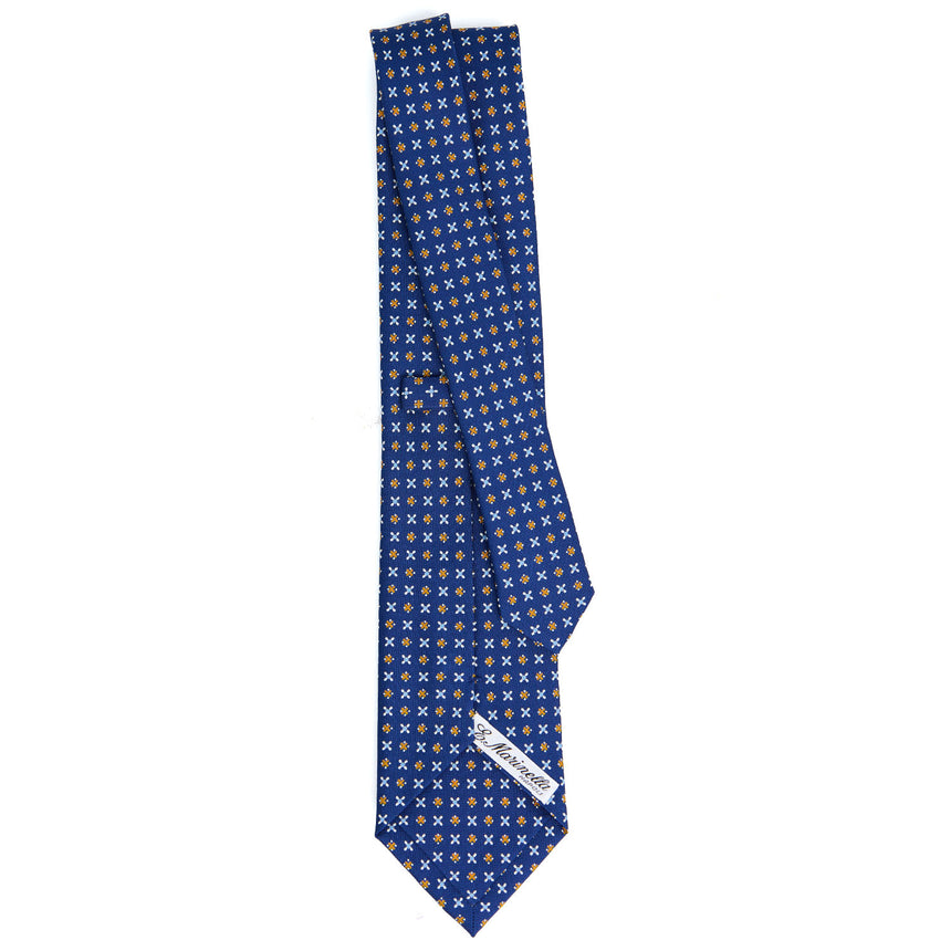 CRAVATTA SARTORIALE IN SETA STAMPATA BLU
