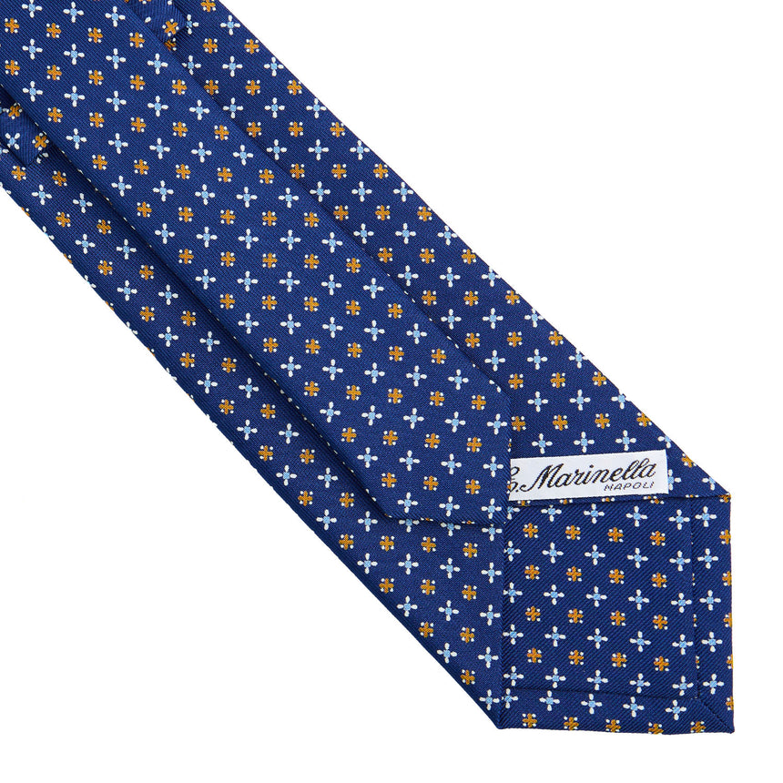 CRAVATTA SARTORIALE IN SETA STAMPATA BLU