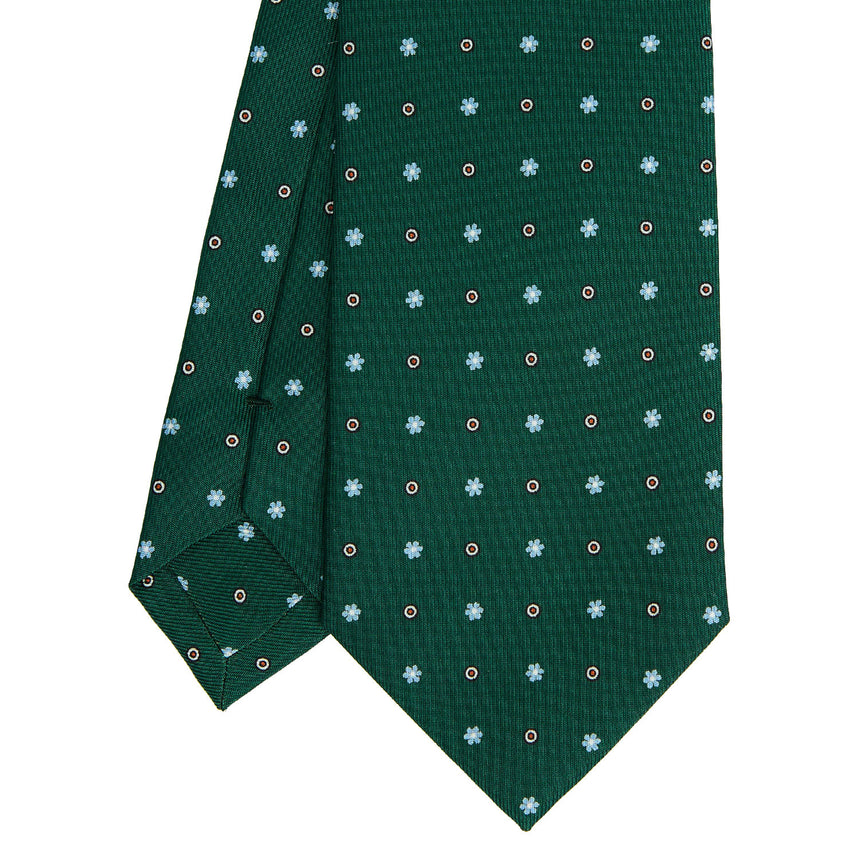 CRAVATTA SARTORIALE IN SETA STAMPATA VERDE SCURO
