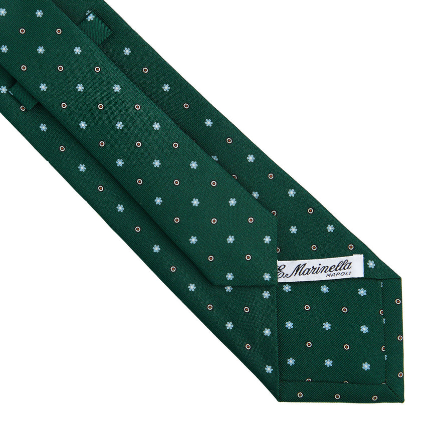 CRAVATTA SARTORIALE IN SETA STAMPATA VERDE SCURO