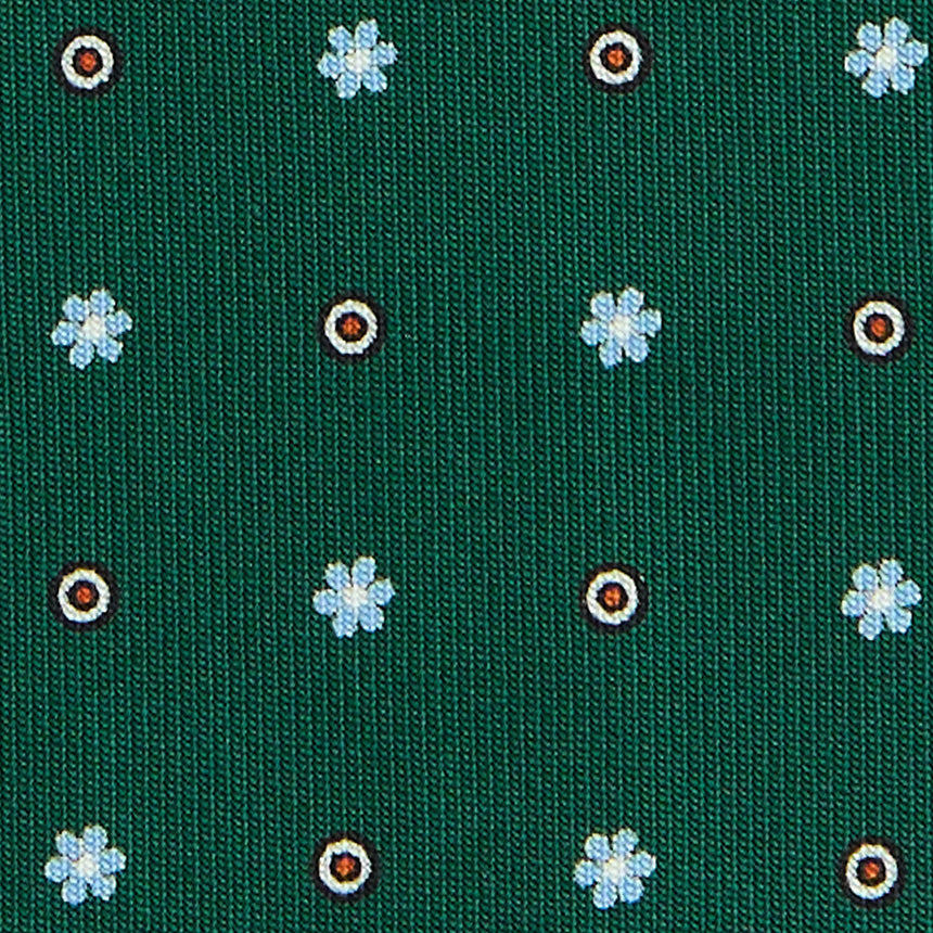 CRAVATTA SARTORIALE IN SETA STAMPATA VERDE SCURO