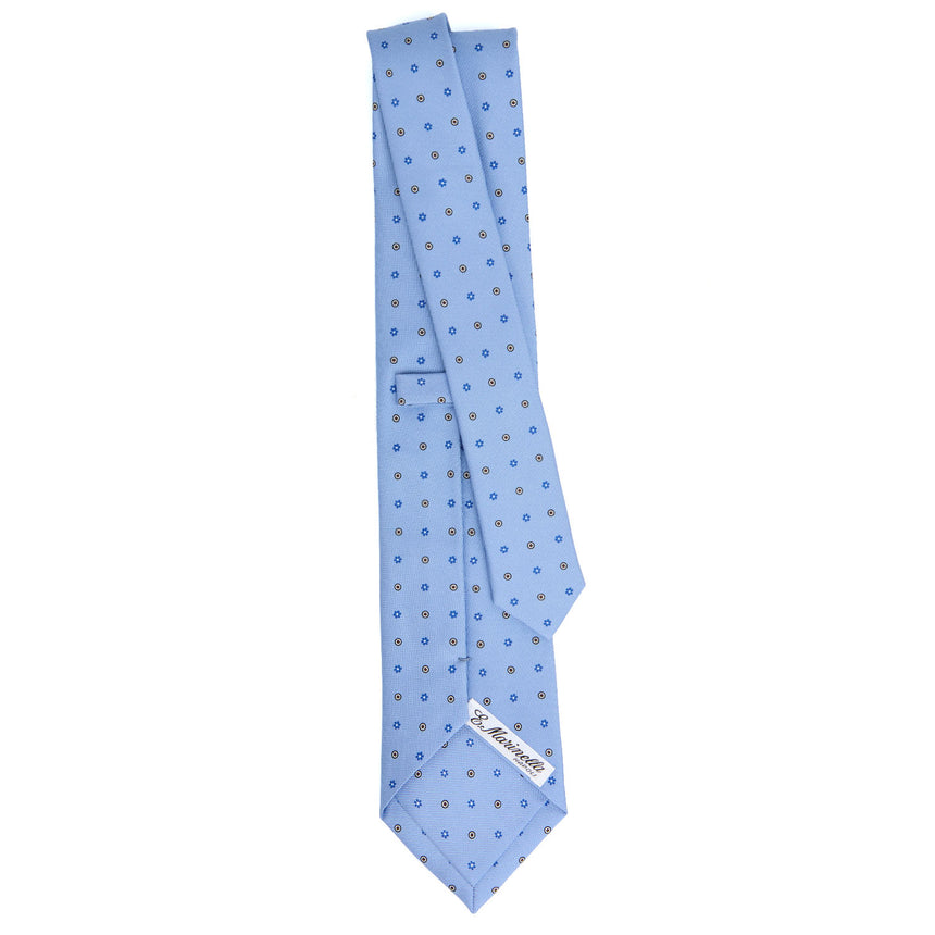 CRAVATTA SARTORIALE IN SETA STAMPATA AZZURRA
