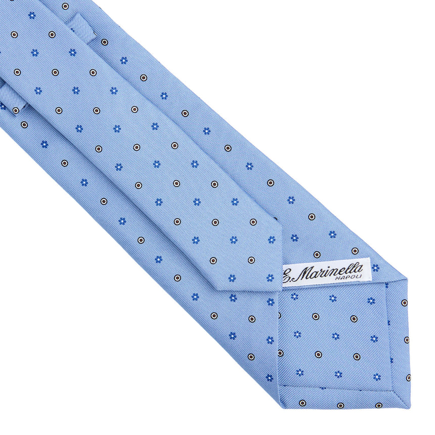 CRAVATTA SARTORIALE IN SETA STAMPATA AZZURRA