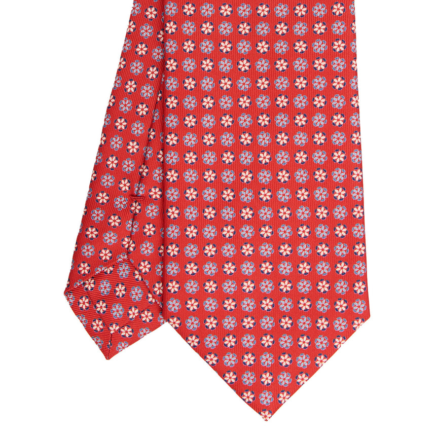CRAVATTA SARTORIALE IN SETA STAMPATA ROSSA