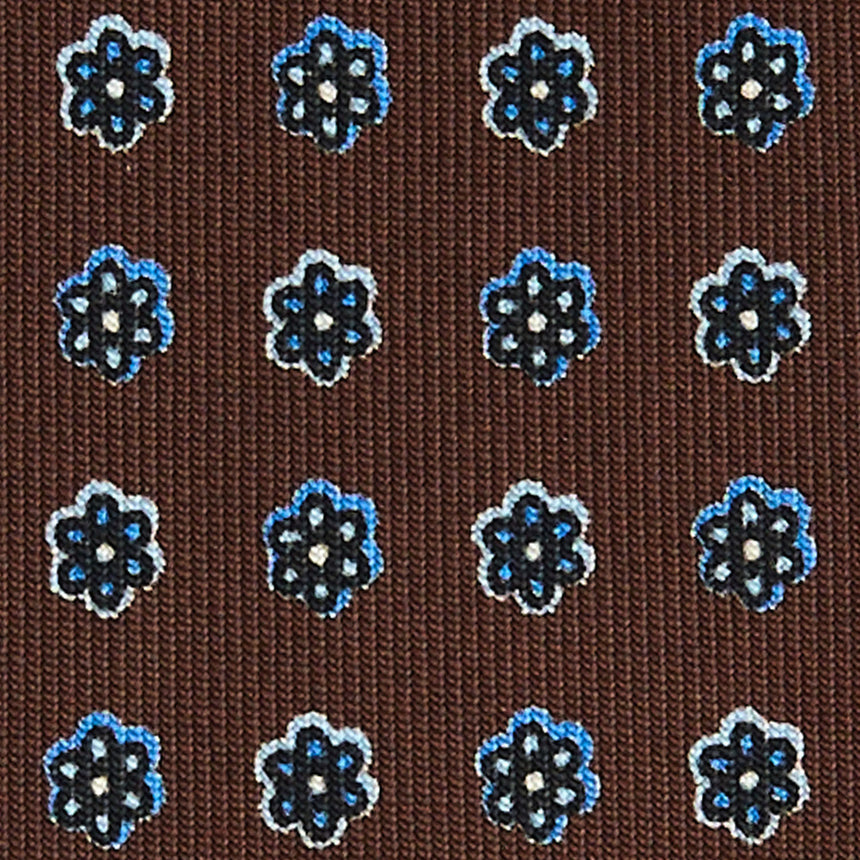 CRAVATTA SARTORIALE IN SETA STAMPATA MARRONE SCURO