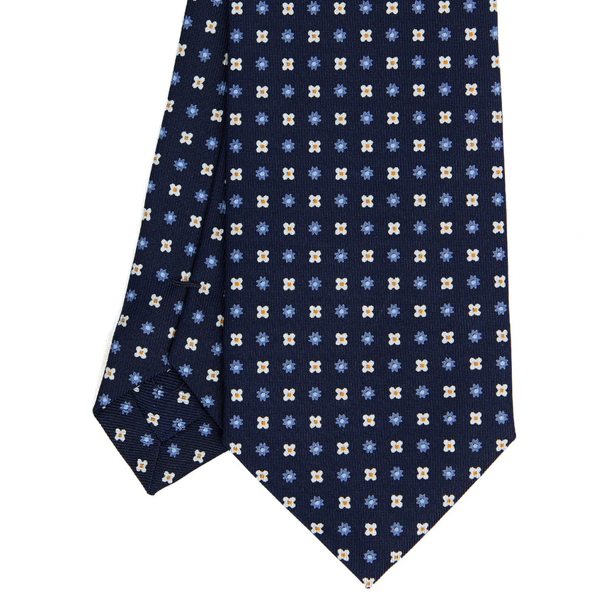 DARK BLUE SARTORIAL PRINTED SILK TIE